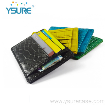 Yellow Crocodile Leather Card Holder Wallet